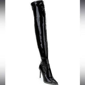 Steve Madden Vyva Womens Rhinestone Pointed Toe Over-The-Knee Boots